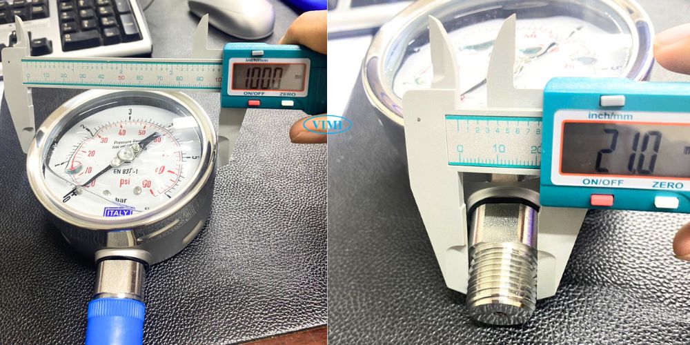 Đồng hồ áp suất Italy mặt 100mm đồng hồ áp suất Italy 100a 100mm