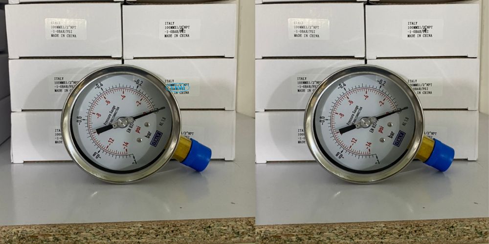 đồng hồ áp suất Italy -1bar -15psi 1bar 15psi 3