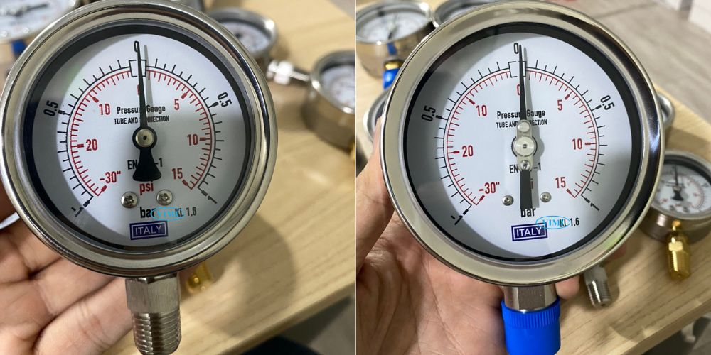 đồng hồ áp suất Italy -1bar -15psi 1bar 15psi