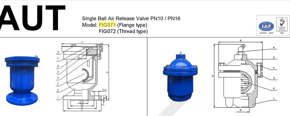 AUT FIG071 | Van xả khí AUT mặt bích Aut Fig071