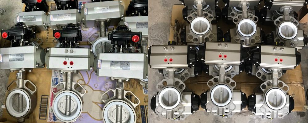 Van bướm inox điều khiển khí nén Van bướm inox điều khiển khí nén