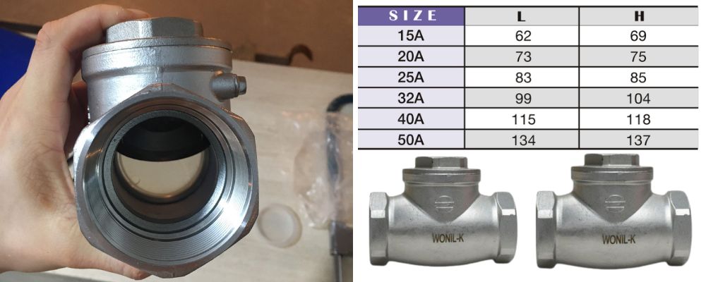 Wonil WSCS-1 | WSCS 1 - Lá lật Inox nối ren Wonil Wscs 1