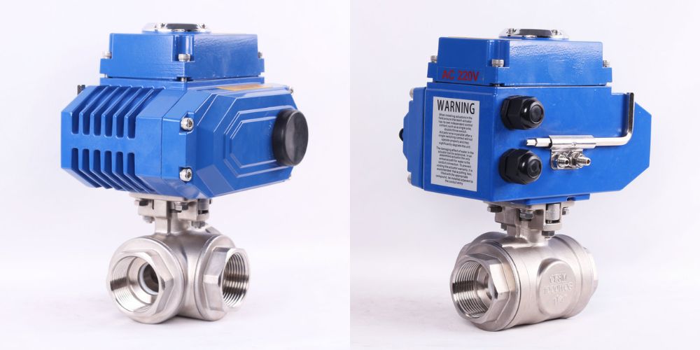 van bi 3 ngã nối ren điều khiển điện