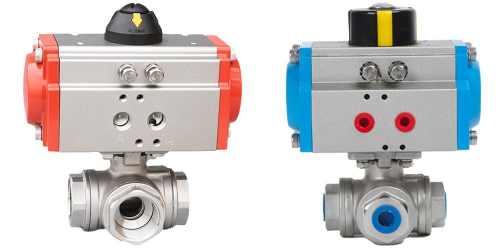 van bi 3 ngã nối ren khí nén