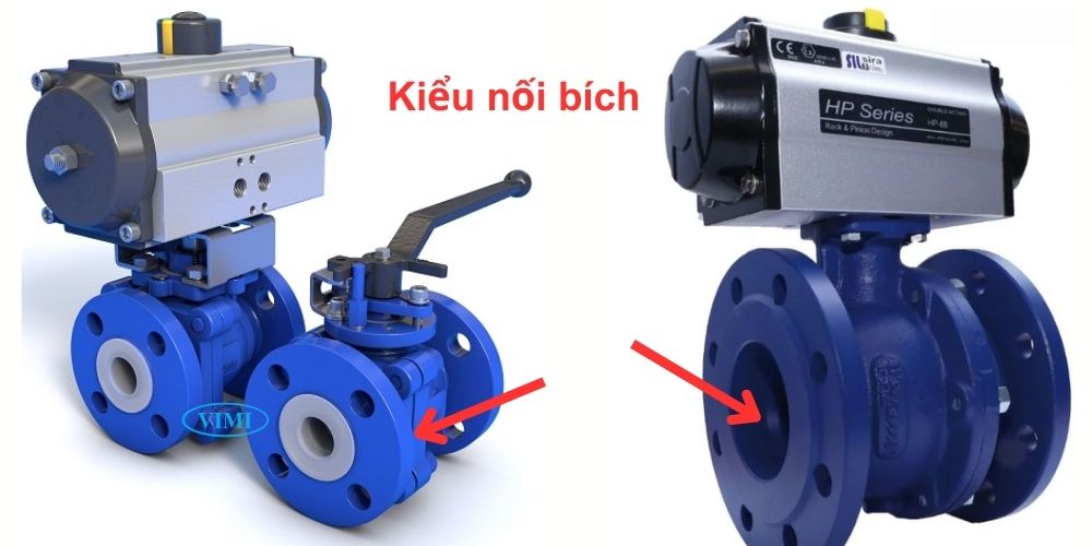 kiểu kết nối van bi gang khí nén