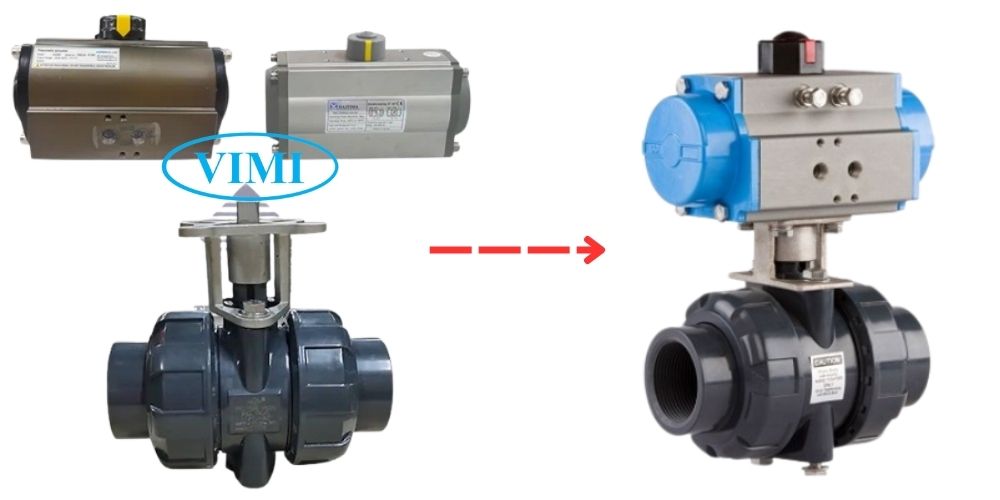 Van bi nhựa khí nén van bi nhựa điều khiển khí nén