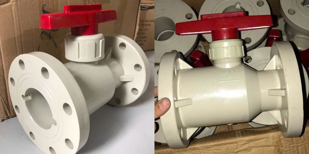 van bi nhựa nối bích liền thân