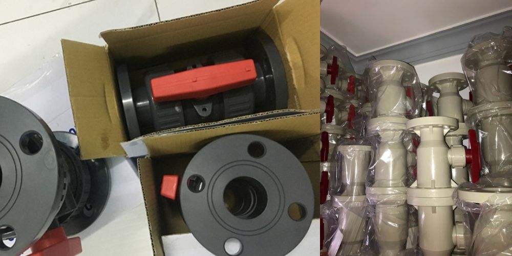 kho van bi nhựa nối bích