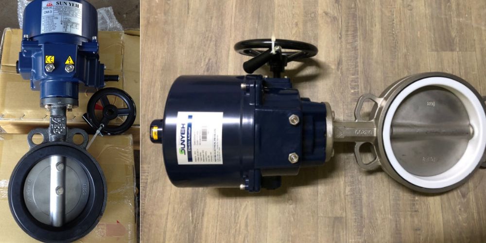 Van bướm điều khiển điện tay quay