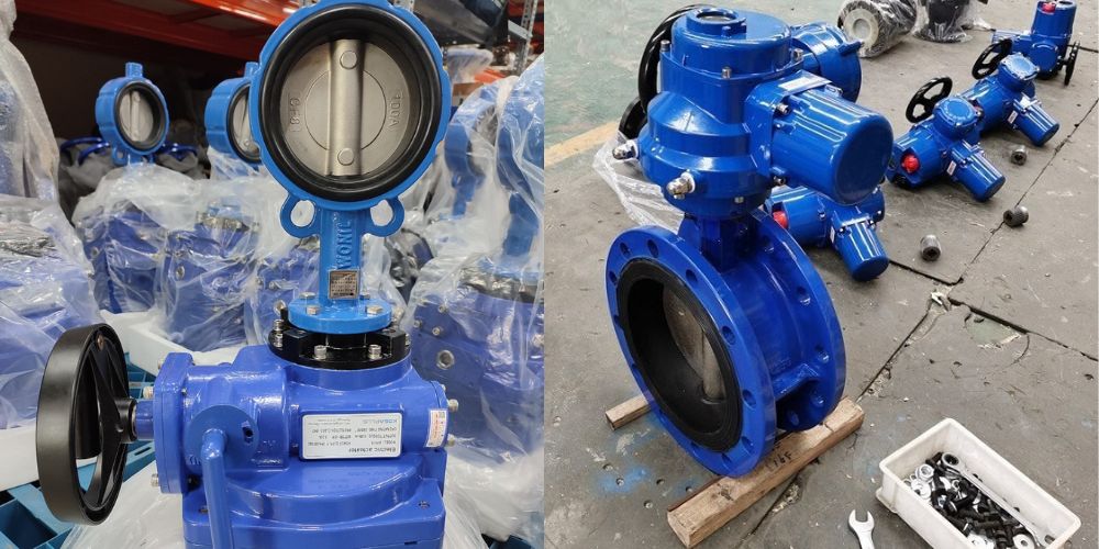 Van bướm điều khiển điện tay quay