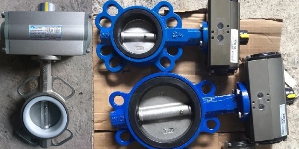 van bướm điều khiển khí nén kẹp wafer