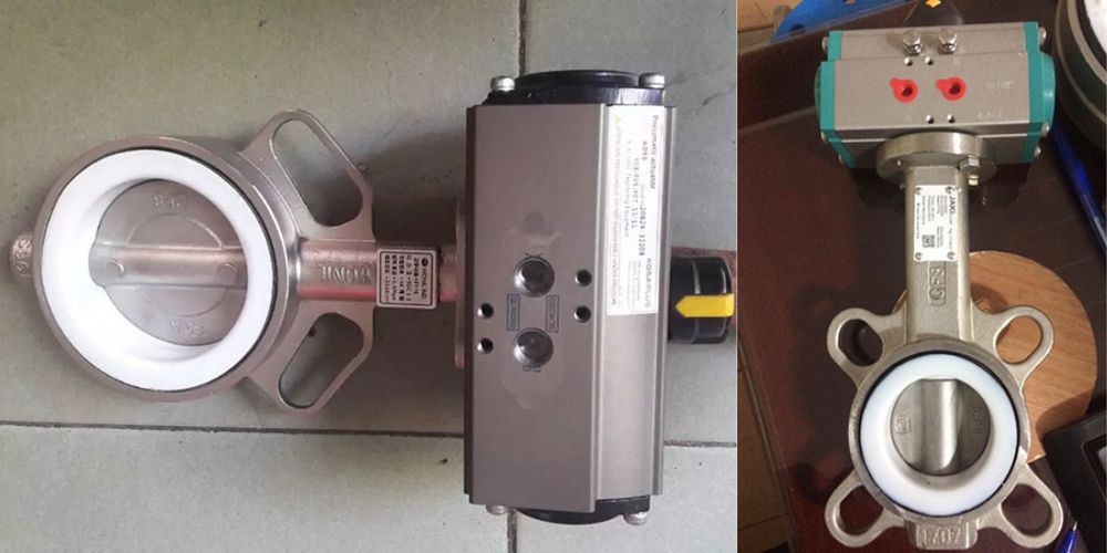 van bướm điều khiển khí nén thân inox