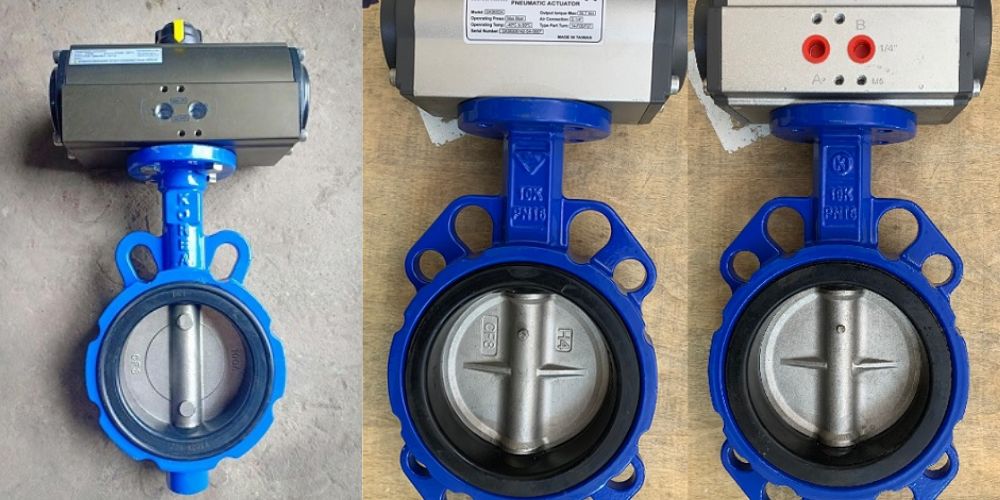 van bướm điều khiển khí nén thân gang