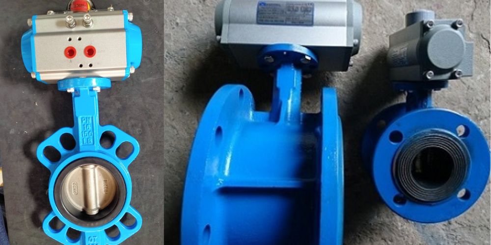 vật liệu van bướm gang điều khiển khí nén