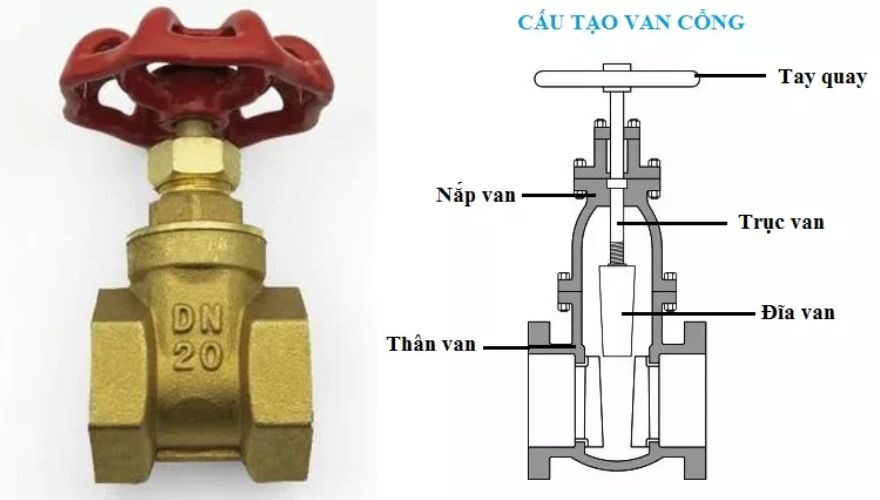 Van cổng DN20 cấu tạo van cổng dn20
