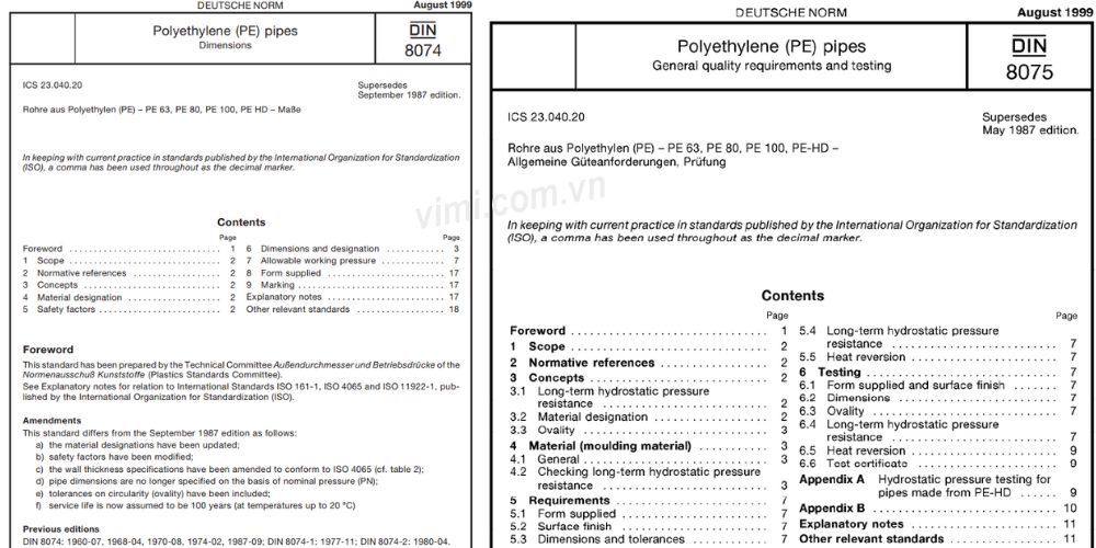 tiêu chuẩn ống nhựa pvc