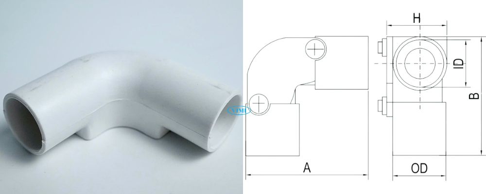 Co nối ống dây điện có nắp PVC GS bản vẽ co nối ống dây điện có nắp pvc gs