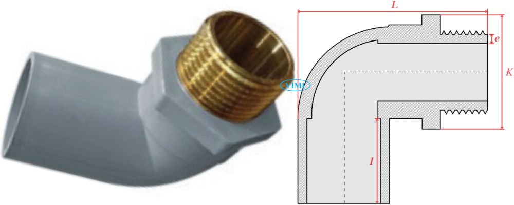 bản vẽ co ống cấp thoát upvc gs ren ngoài đồng