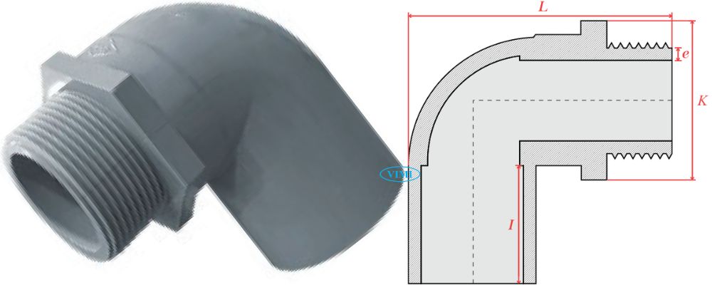 bản vẽ co ống cấp thoát upvc gs ren ngoài