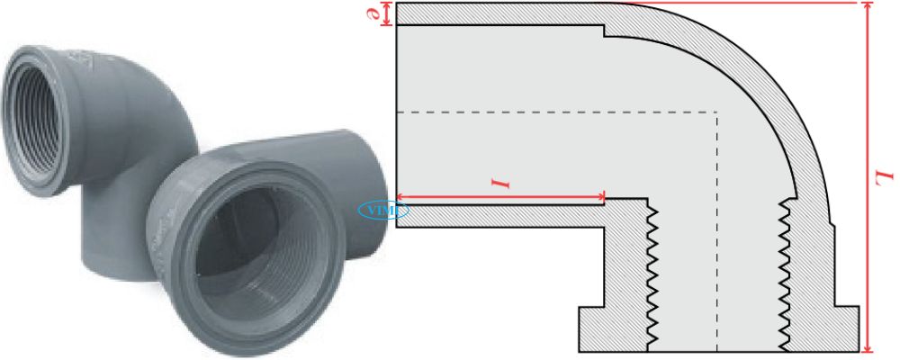 bản vẽ co ống cấp thoát upvc gs ren trong