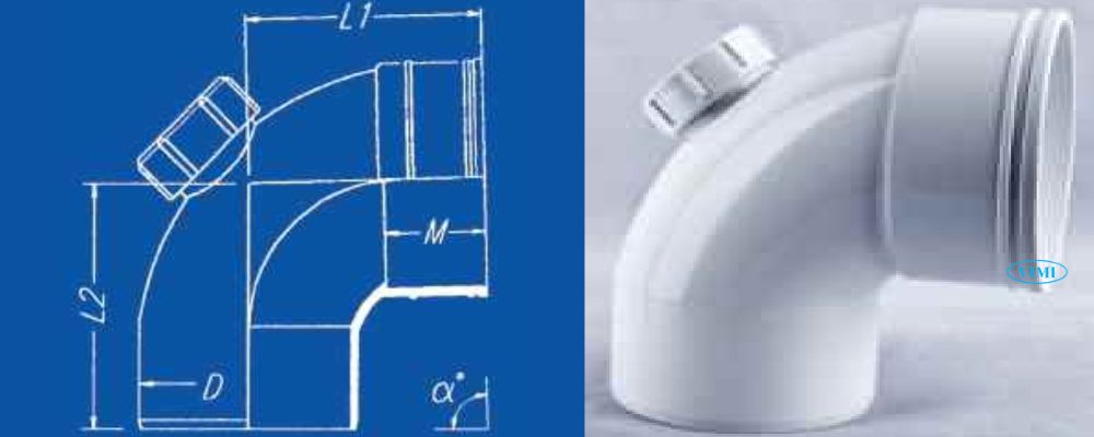 bản vẽ co ống thoát upvc gs 88 độ đầu âm dương có nắp