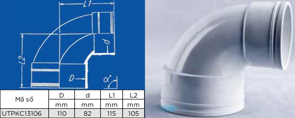 bản vẽ co ống thoát upvc gs 88 độ giảm