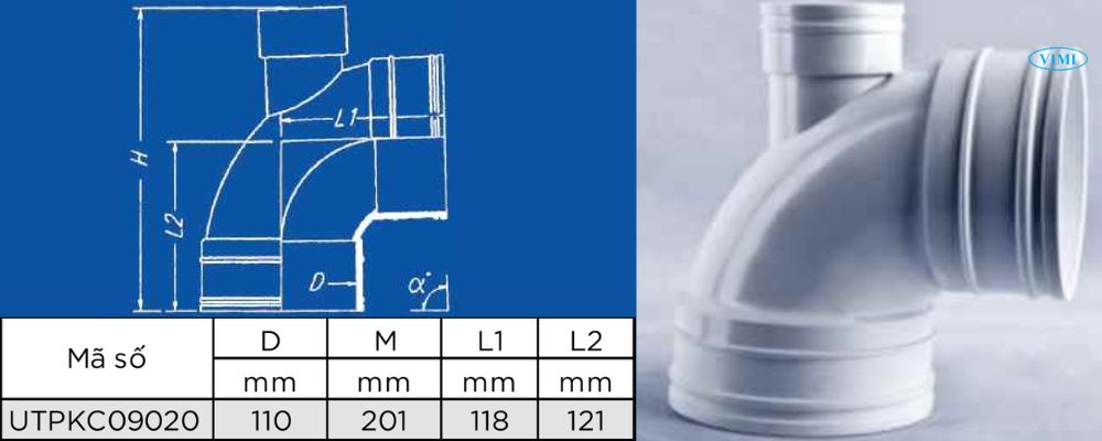 bản vẽ co ống thoát upvc gs 88 độ nhánh thông hơi 2 inch