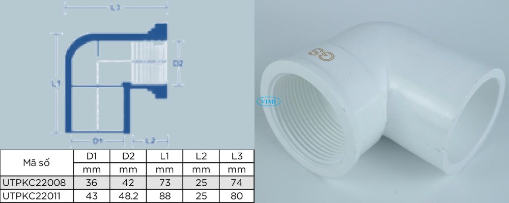 bản vẽ co ống thoát upvc gs ren trong
