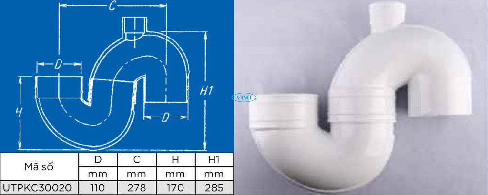 Con thỏ ống thoát uPVC GS bản vẽ con thỏ ống thoát upvc gs s đầu âm dương nhánh thông hơi 2 inch