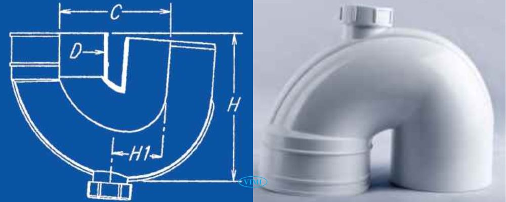 Con thỏ ống thoát uPVC GS bản vẽ con thỏ ống thoát upvc gs u đầu âm dương có nắp