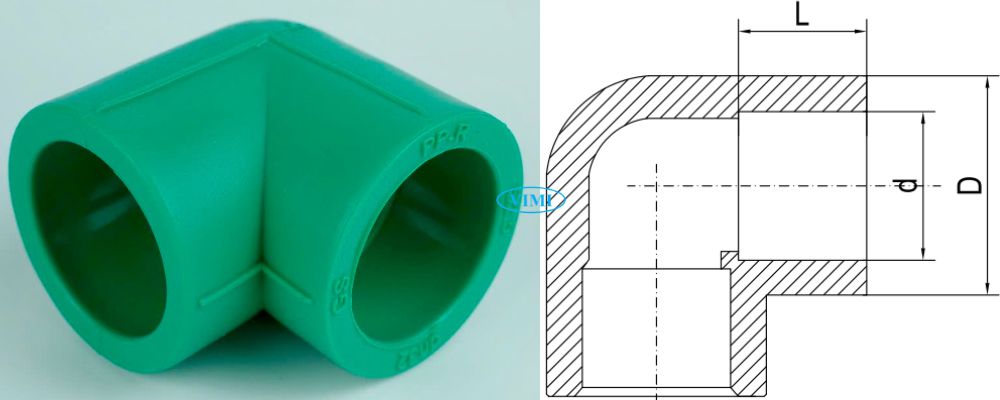 bản vẽ cút ppr gs 90 độ