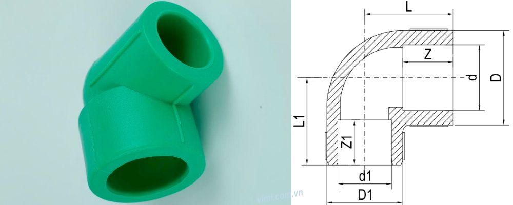 bản vẽ cút ppr gs giảm