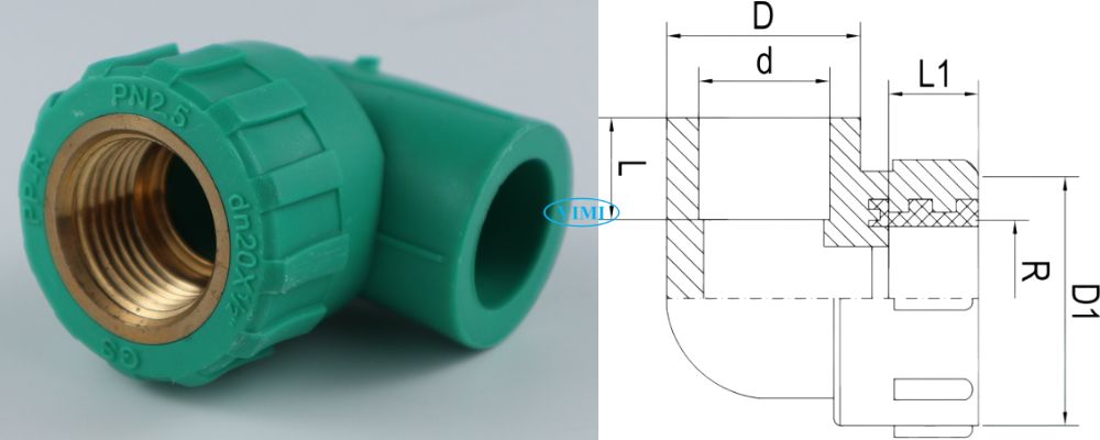bản vẽ cút ppr gs ren trong