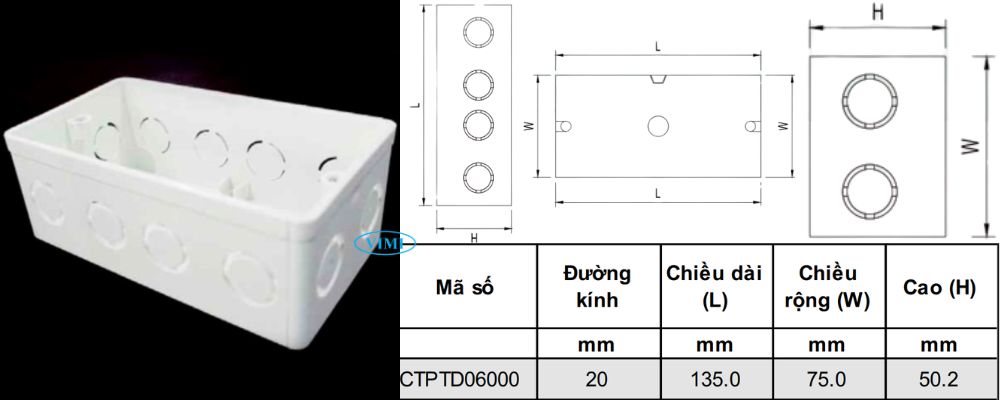 Đế âm ống dây điện PVC GS bản vẽ đế âm ống dây điện pvc gs chữ nhật đôi 257