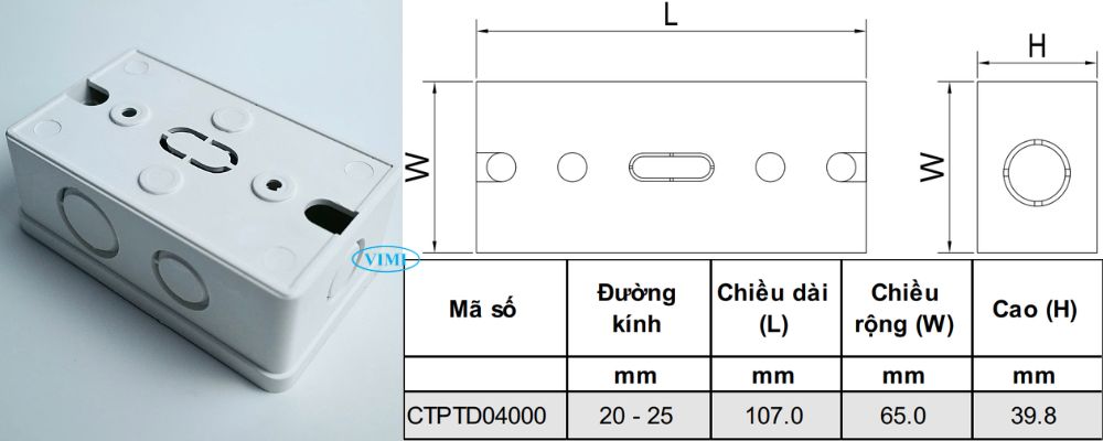 Đế âm ống dây điện PVC GS bản vẽ đế âm ống dây điện pvc gs chữ nhật