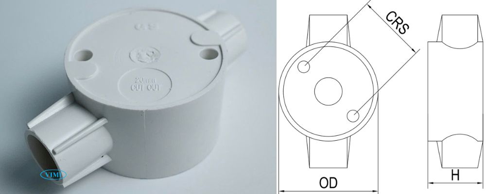 Hộp chia ống dây điện PVC GS bản vẽ hộp chia ống dây điện pvc gs 2 ngã thẳng cao