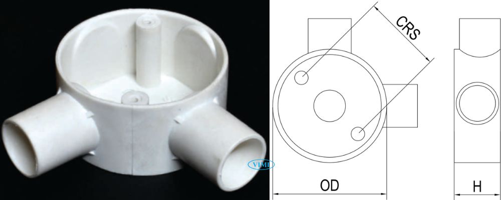 Hộp chia ống dây điện PVC GS bản vẽ hộp chia ống dây điện pvc gs 2 ngã vuông thấp