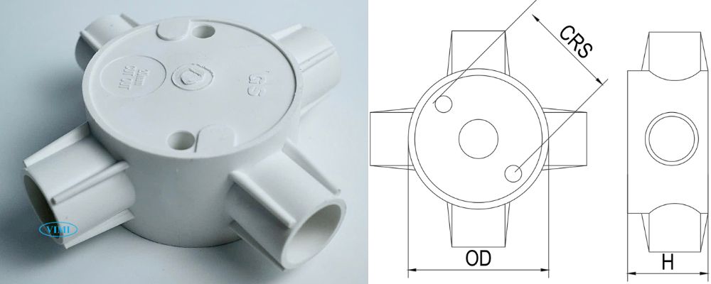 Hộp chia ống dây điện PVC GS bản vẽ hộp chia ống dây điện pvc gs 4 ngã cao