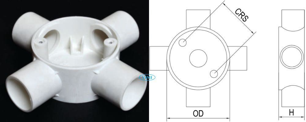 Hộp chia ống dây điện PVC GS bản vẽ hộp chia ống dây điện pvc gs 4 ngã thấp