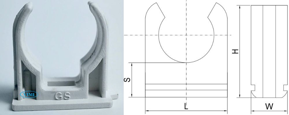 Kẹp ống dây điện PVC GS bản vẽ kẹp ống dây điện pvc gs