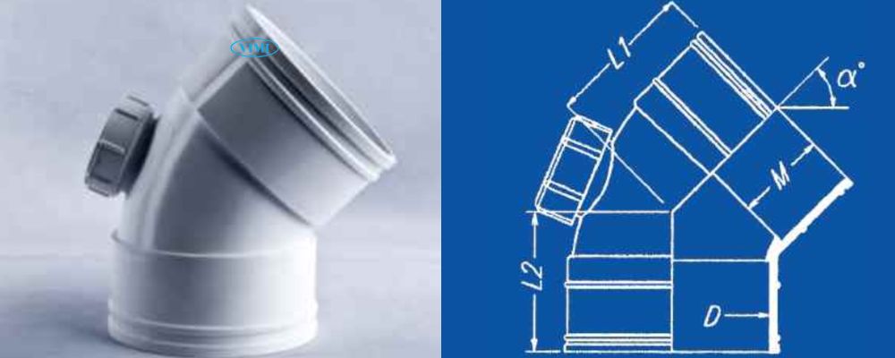 bản vẽ lơi ống thoát upvc gs 45 độ có nắp