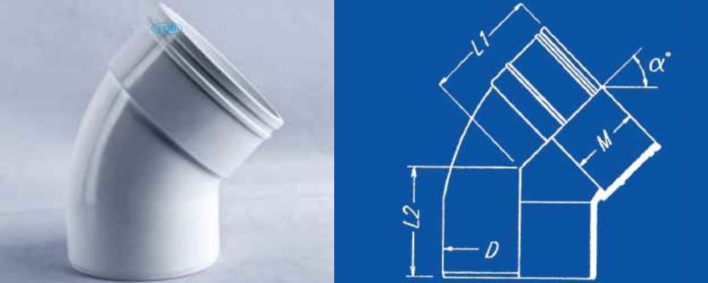 bản vẽ lơi ống thoát upvc gs 45 độ đầu âm dương