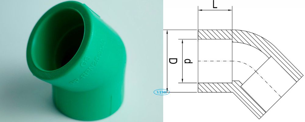 Lơi PPR GS bản vẽ lơi ppr gs 45 độ