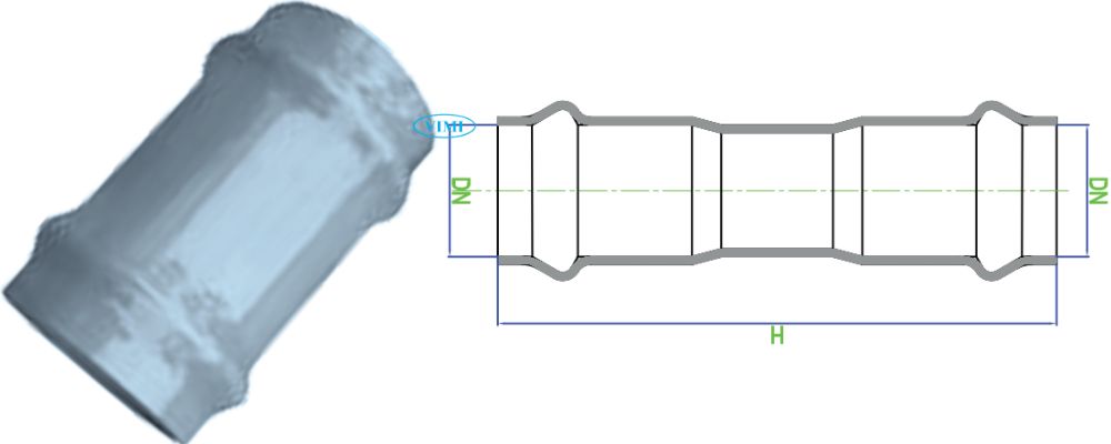 bản vẽ măng sông upvc dekko hệ mét gioăng hai đầu