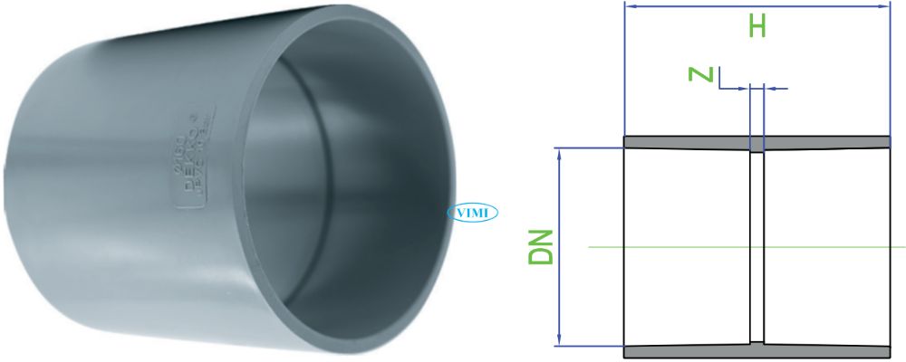 bản vẽ măng sông upvc dekko hệ mét loại đúc