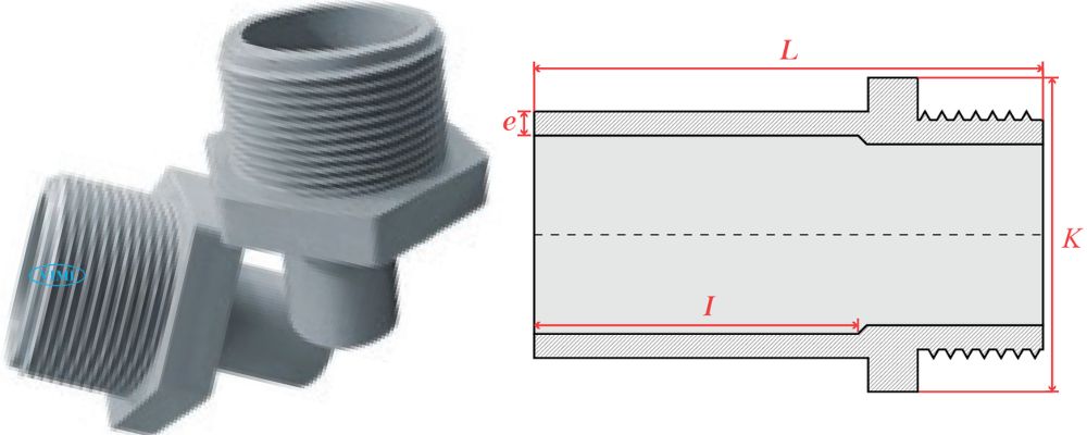 bản vẽ nối ống cấp thoát upvc gs ren ngoài