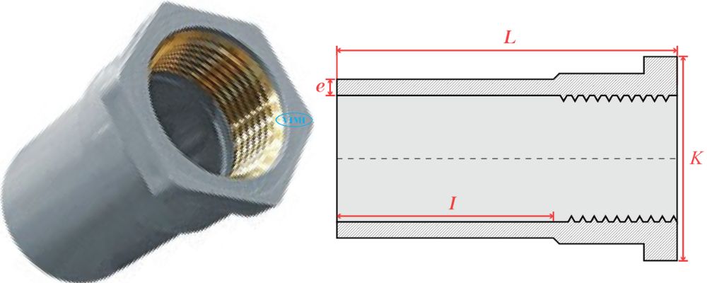 bản vẽ nối ống cấp thoát upvc gs ren trong đồng