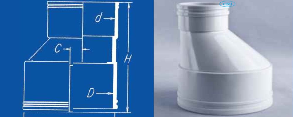 Nối ống thoát uPVC GS bản vẽ nối ống thoát upvc gs giảm lệch tâm