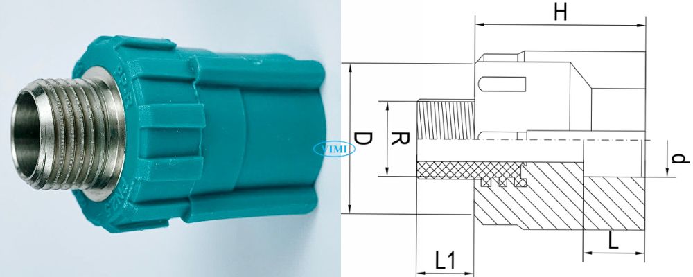 bản vẽ nối ppr gs ren ngoài