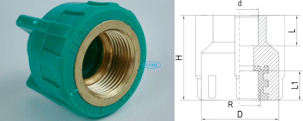bản vẽ nối ppr gs ren trong